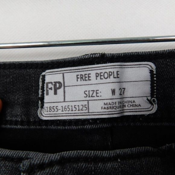 Free People Frayed Skinny Jeans Black 27 - Picture 5 of 10